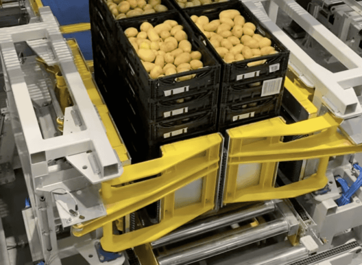 Depalletising system with grapper for difficult containers - Schwingshandl